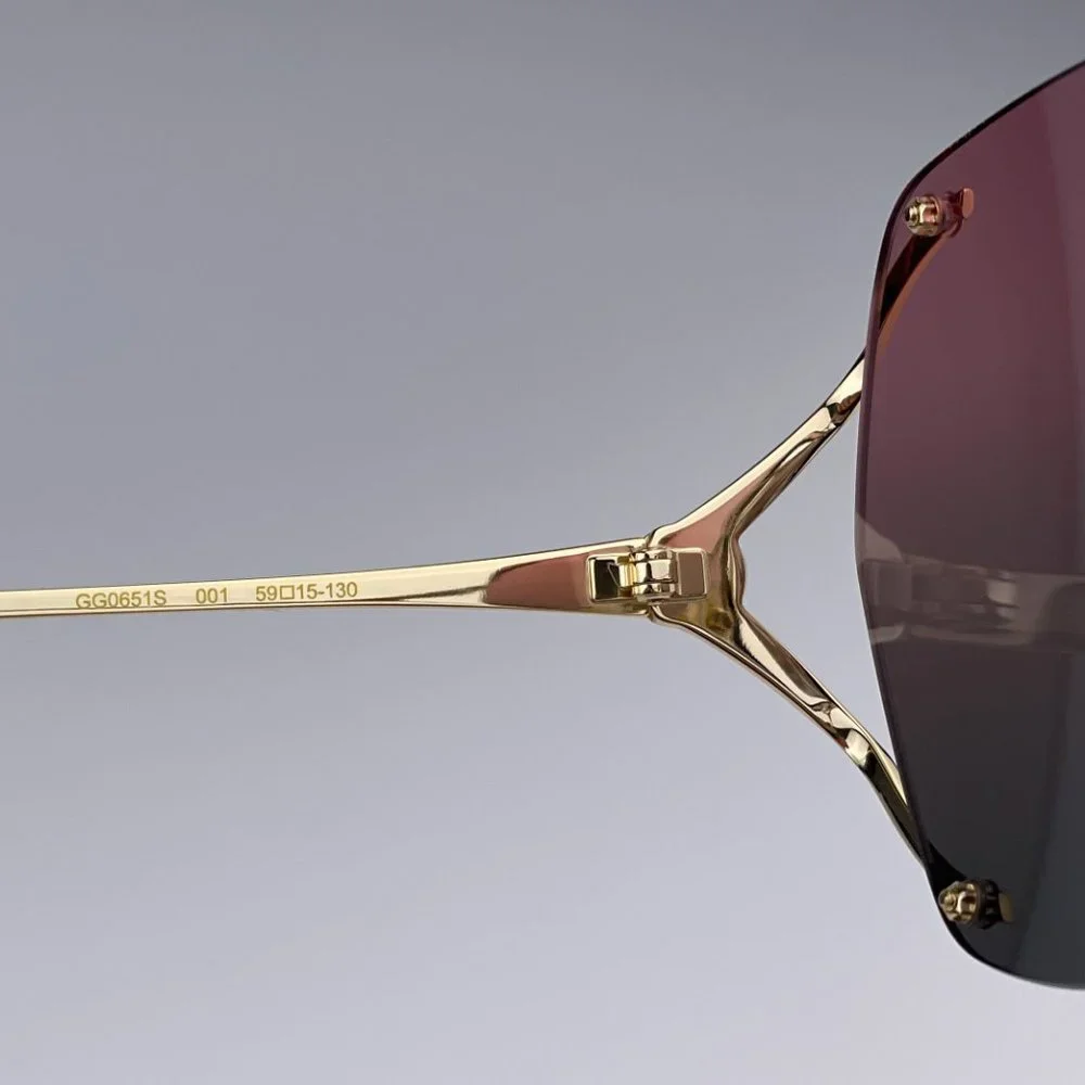 NEW GUCCI GG0651S 001 Gold Purple Green Gradient Square Oversized Rimless Women - Picture 8 of 12